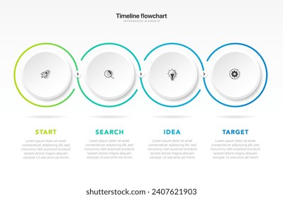 Diseño infográfico de línea de tiempo con opciones o pasos. Infografía para el concepto de negocio. Se puede utilizar para presentaciones diseño de flujo de trabajo, banner, proceso