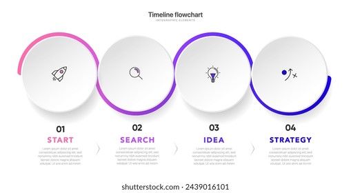 Diseño de infografía de línea de tiempo con opciones o pasos. Infografía para el concepto de negocio. Se puede utilizar para presentaciones, diseño de flujo de trabajo, banner, proceso, diagrama, diagrama de flujo, infografía, informe anual.