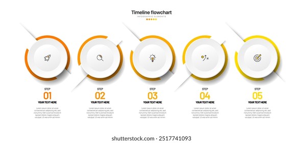 Cronograma projeto infográfico com opções ou etapas. Infográficos para o conceito de negócios. Pode ser usado para layout de fluxo de trabalho de apresentações, banner, processo, diagrama, fluxograma, gráfico de informações, relatório anual.
