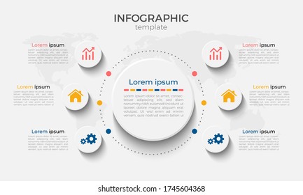 timeline Infographic design with paper shadow effect 6 options or steps. Infographics business concept.