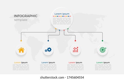 timeline Infographic design with paper shadow effect 4 options or steps. Infographics business concept.