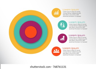 Timeline infographic design template with 4 circle option. Vector illustration