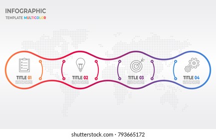 Timeline infographic design template with 4 process options