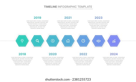 Infografik-Design-Vorlage für Zeitlinien mit 7 Perioden