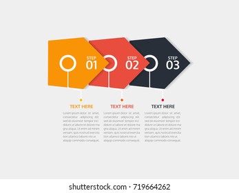 Timeline infographic design template with arrows. 3 options, steps,processes. Vector illustration.