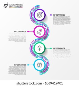Timeline. Infographic design template. Business concept with 4 steps. Vector illustration