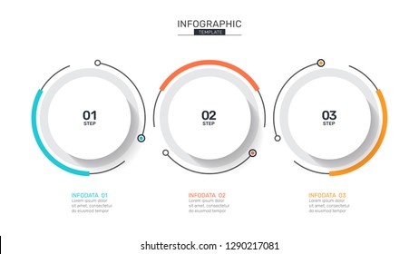 Timeline infographic design template. Business concept with 3 options, steps or processes, circle. Vector illustration.