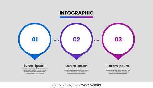 Timeline infographic design template. Business infographic layout with 3 steps, options. Can be used for presentation, workflow chart, process diagram, web design. Vector illustration