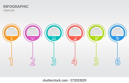 Timeline infographic design template with circle 6 option