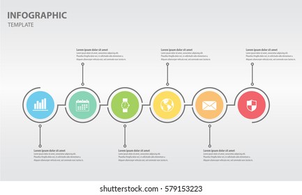 Timeline Infographic Design Template With Circle 6 Option