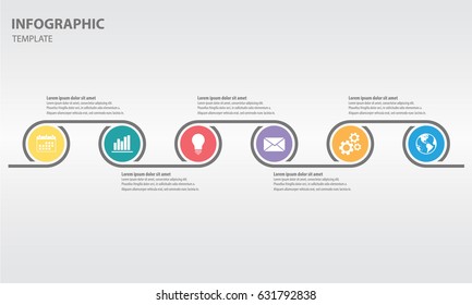 Timeline infographic design template with circle 6 options
