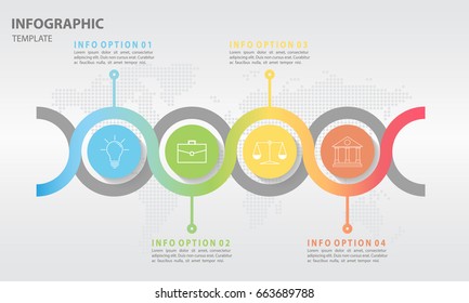 Timeline infographic design template with circle 4 option
