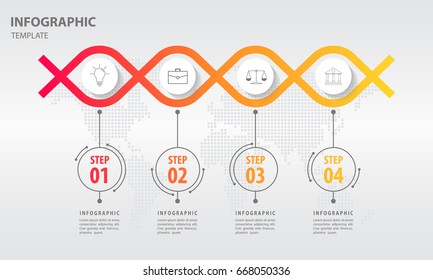 Timeline infographic design template with circle 4 option