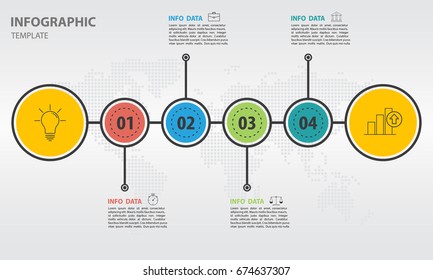 Timeline infographic design template with circle 6 option