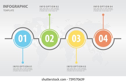 Timeline infographic design template with circle 4 options.