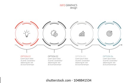 Timeline infographic design template with circles and marketing icons. Business concept with 4 option can be used for workflow layout, diagram, annual report, web design.Vector illustration.