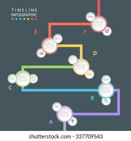 Timeline infographic design template with color icons. Vector illustration for workflow layout, diagram, number options, web design.
