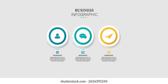 Timeline Infografía Plantilla de diseño. Concepto creativo con 3 pasos