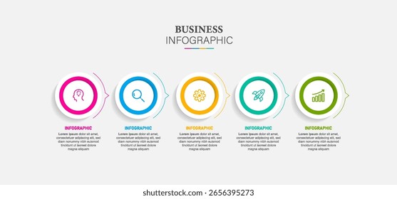 Timeline Infografía Plantilla de diseño. Concepto creativo con 5 pasos