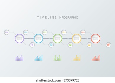 Timeline infographic design template with diagrams and icons. Vector illustration for workflow layout, diagram, number options, web design.