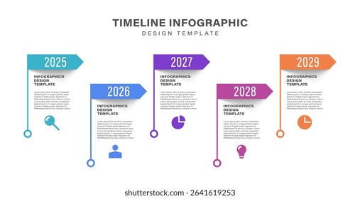 Timeline Infographic Design Template With Flags And Years. Business And Marketing Infographics