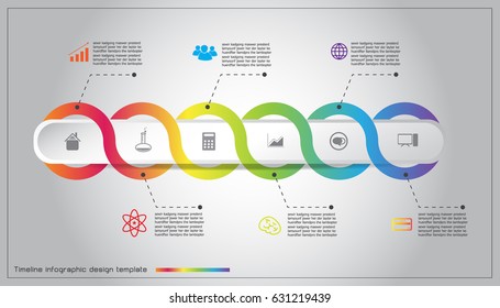Timeline infographic design template. flowchart layout, diagram processes, workflow, business icons.