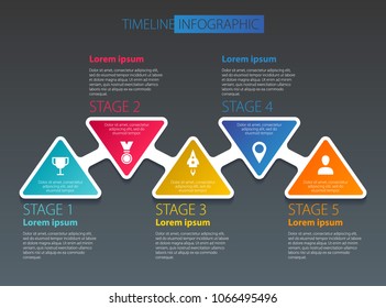 Timeline infographic design template. Good for company annual report, workflow flowchart. Vector illustration.
