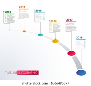 Timeline infographic design template. Good for company annual report, workflow flowchart. Vector illustration.