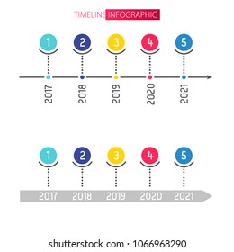 Timeline infographic design template. Good for company annual report, workflow flowchart. Vector illustration.