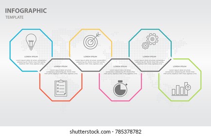 Timeline infographic design template with hexagon 6 step.