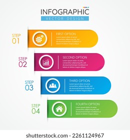Timeline Infographic design template with icons and 4 options or steps. Abstract elements of graph, diagram, parts or processes. Vector template for presentation.