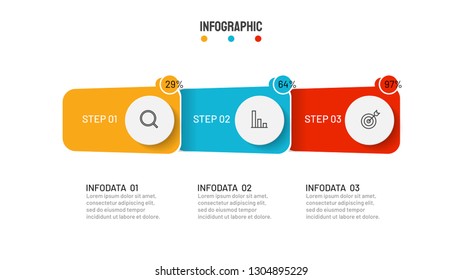Timeline infographic design template and number options. Business concept with 3 steps. Can be used for workflow layout, diagram, annual report, web design. Vector business template for presentation.