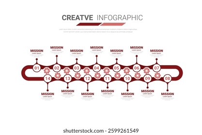 Timeline Infographic design template with numbers 14 option for Presentation infographic, Infographics steps or processes. Vector illustration.