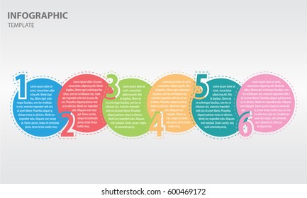 Timeline infographic design template with numbers six option