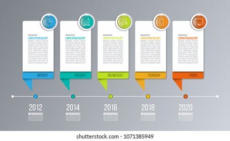 Timeline infographic design template. Presentation business data, graph and diagram with steps, options, parts or processes.