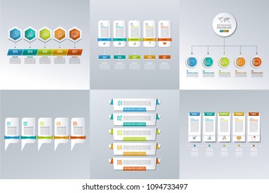 Timeline infographic design template. Presentation business data, graph and diagram with 5 steps. Infographics banner vector collection.