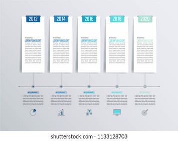  Plantilla de diseño gráfico de línea de tiempo. Presentación de datos de negocio, gráfico y diagrama con 5 pasos.