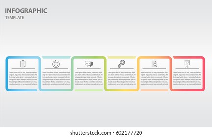 Timeline infographic design template with square 6 option