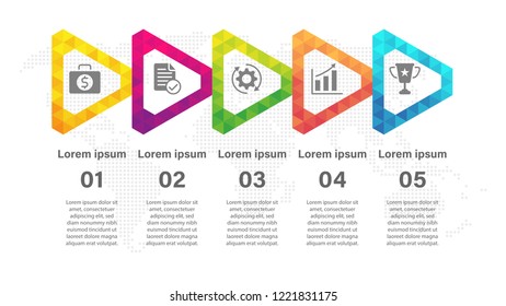 Timeline infographic design template with triangle 5 option, For content, business, infographic, diagram, digital network, flowchart, process diagram, timeline