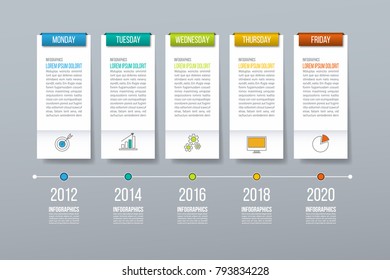 Timeline infographic design template. Weekly planner or business concept with options