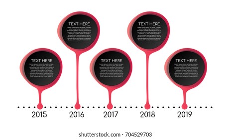 Timeline infographic design templates for flowchart, workflow presentation with circle background for text.