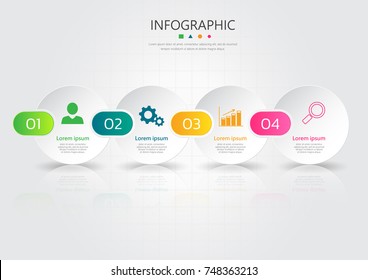 Timeline Infographic design template,with circular element 4 steps or options, can be used for workflow layout, diagram, annual report, web design.Creative banner,label vector