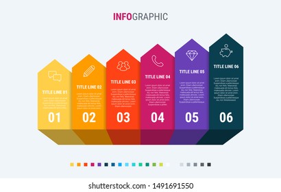 Timeline infographic design vector. 6 steps, graph workflow layout. Vector infographic timeline template.