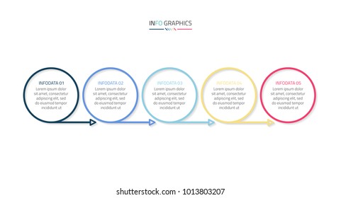 Timeline infographic design vector with circles processes. Business concept design template with 5 steps or options .