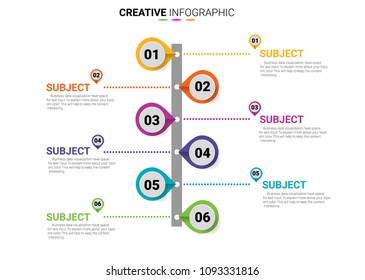 Timeline infographic design vector and marketing can be used for workflow layout whit 6 options, diagram, annual report. Vector infographics timeline design.
