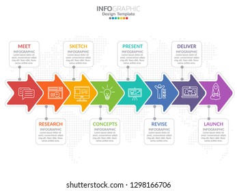 Timeline infographic design vector and marketing icons