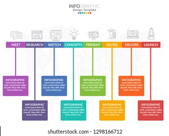 Timeline infographic design vector and marketing icons