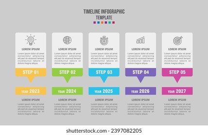 Timeline infographic design vector and marketing icons can be used for workflow layout, diagram, annual report. Vector infographics timeline design template