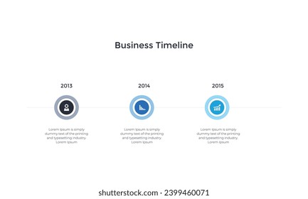 Los iconos del vector de diseño de infografía de línea de tiempo y de marketing se pueden utilizar para el diseño del flujo de trabajo, el diagrama y el informe anual. Plantilla de diseño de escala de tiempo de infografía por vector