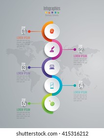 Timeline infographic design vector and marketing icons can be used for workflow layout, diagram, number options, web design. Business concept with 5 options, parts, steps or processes. 